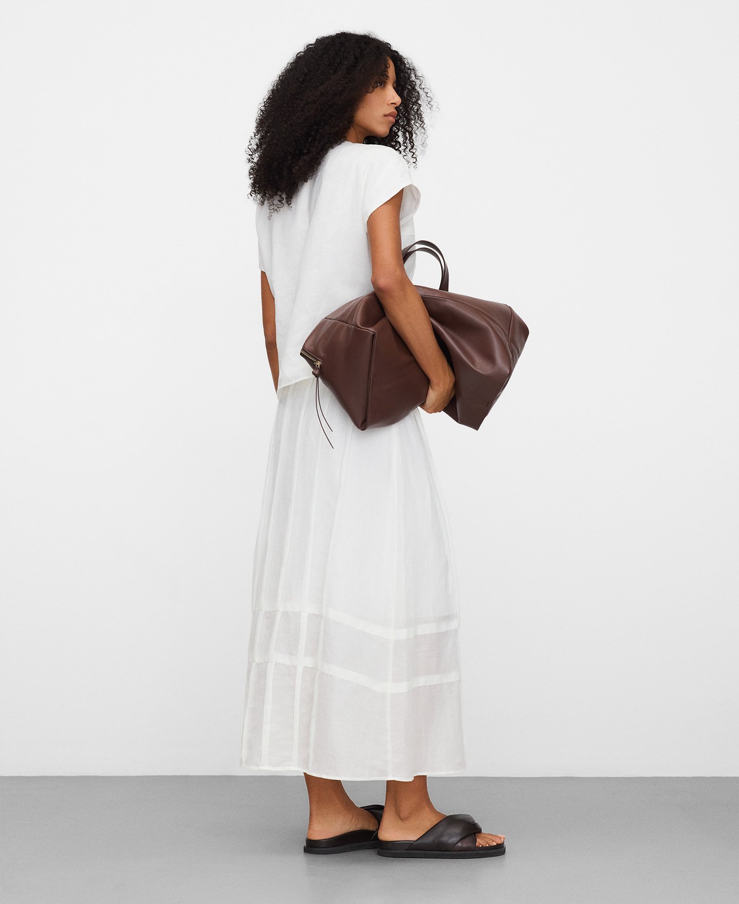 Falda evas&eacute; plisada ramio image number 2