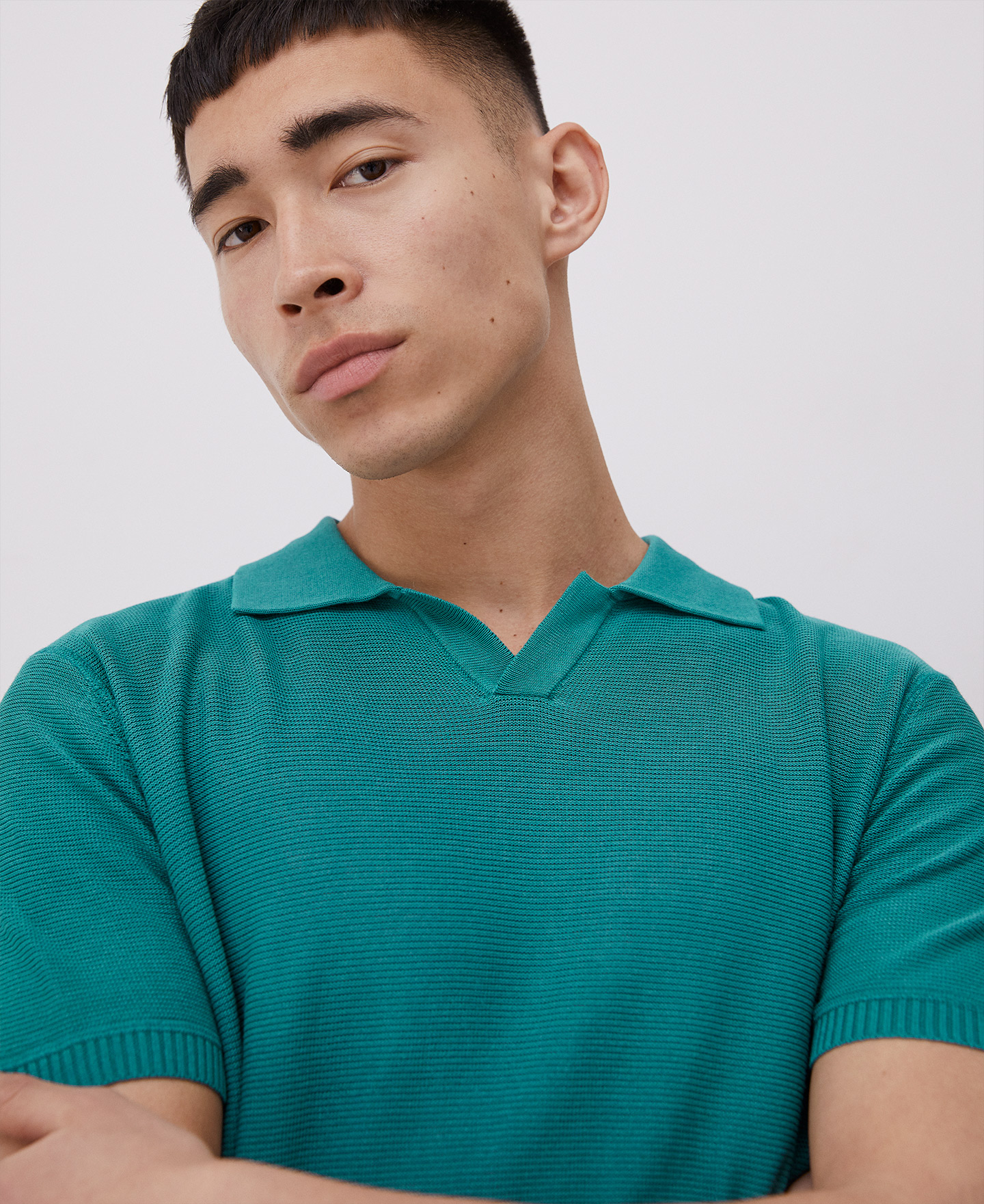 Cotton and viscose polo shirt image number 0