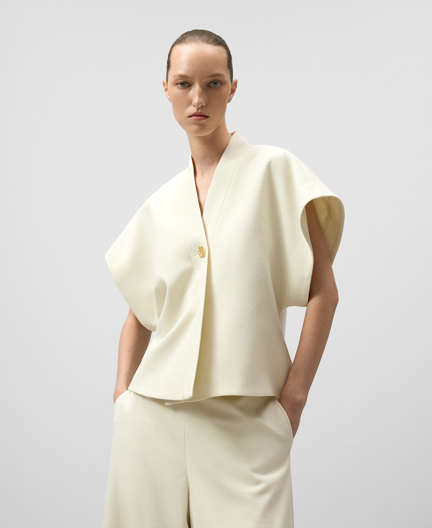 Textured wrap top woman image number 0