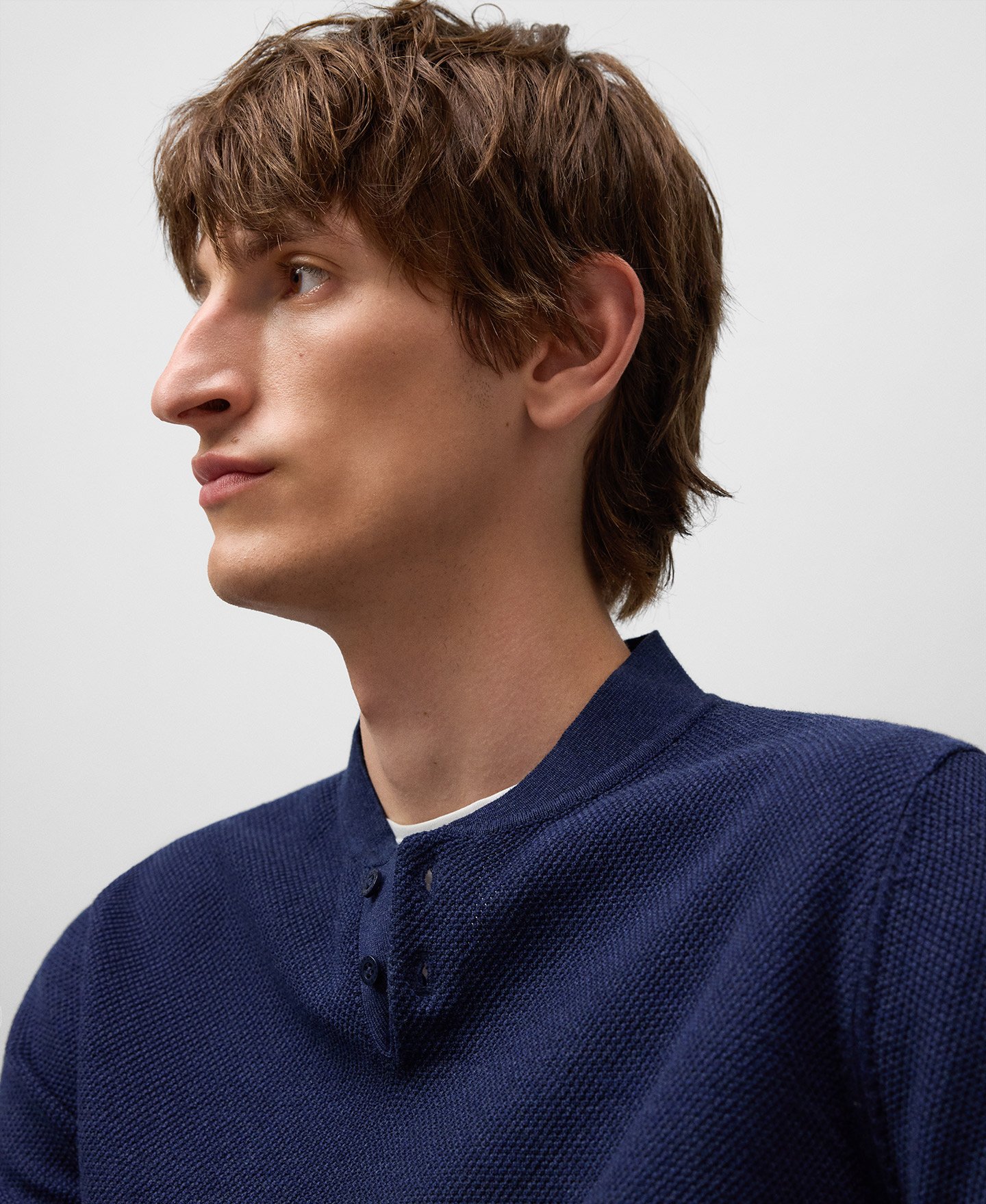 Cotton mandarin collar polo shirt man image number 3
