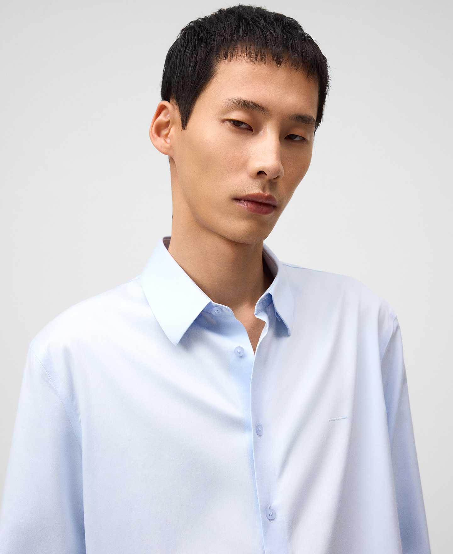 Regular fit lapel collar shirt man image number 3