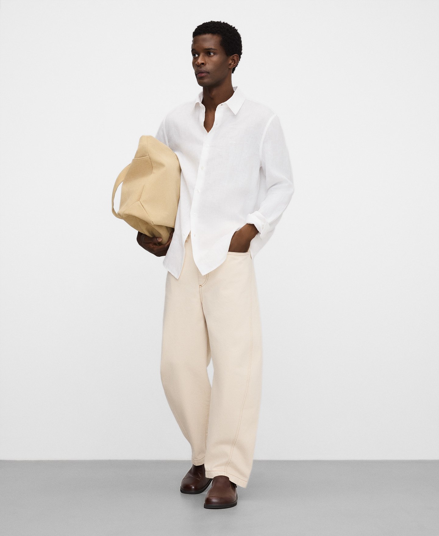 Linen regular fit spread collar shirt image number 1