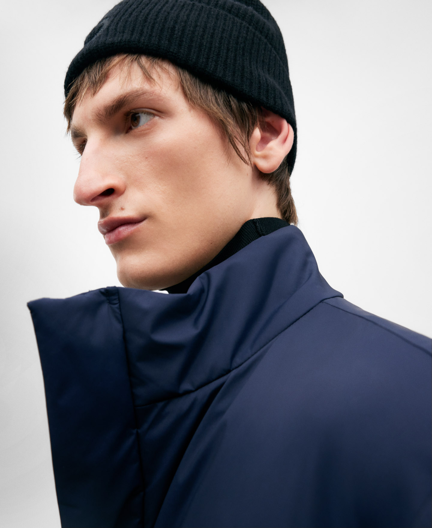 Marine blue long parka for men image number 3
