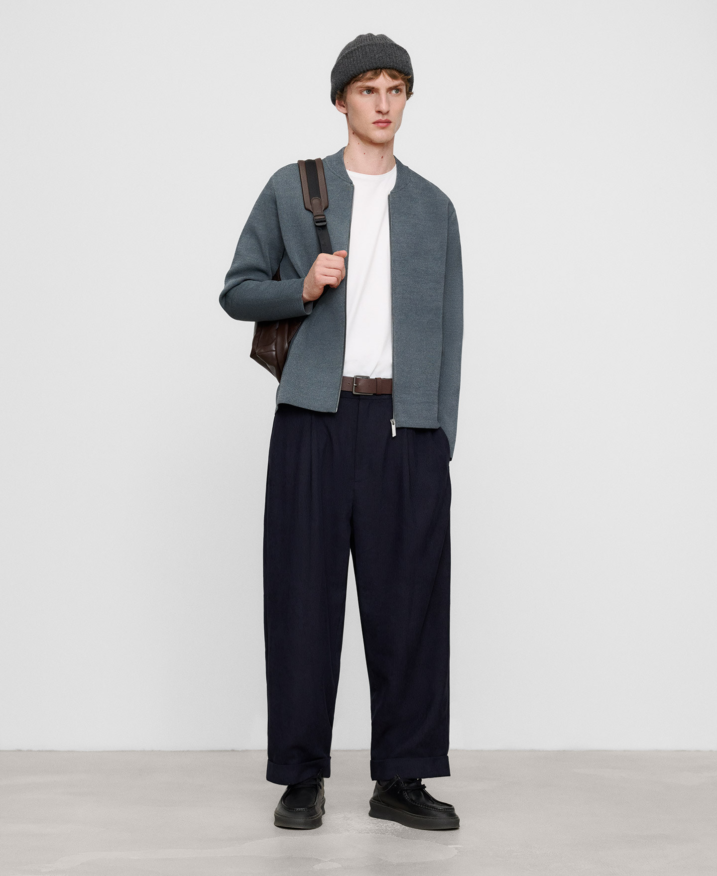 Knit bomber jacket image number 1