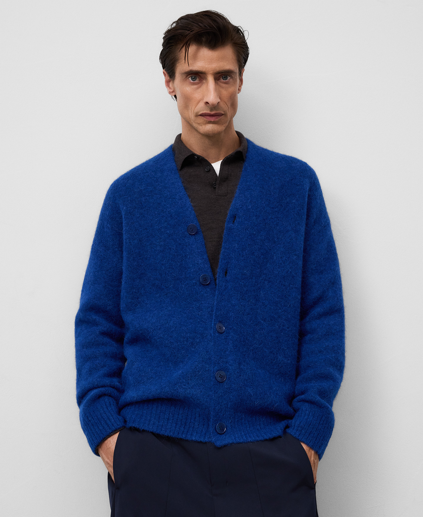 Knit V-neck cardigan man image number 0