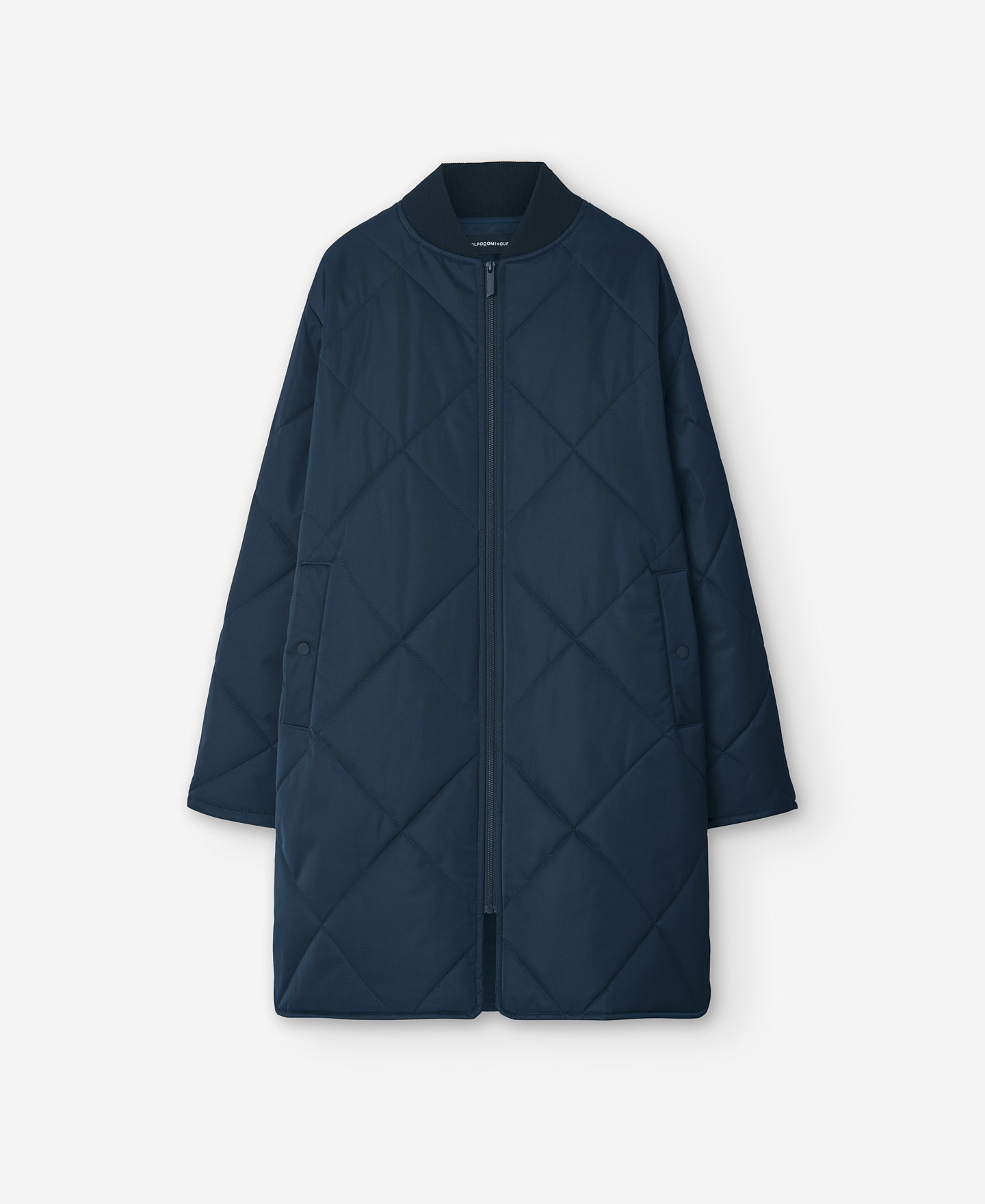 Long padded navy blue jacket for men image number 4