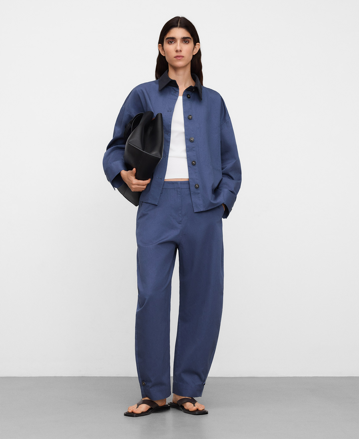 Oversize overshirt with contrast collar image number 1