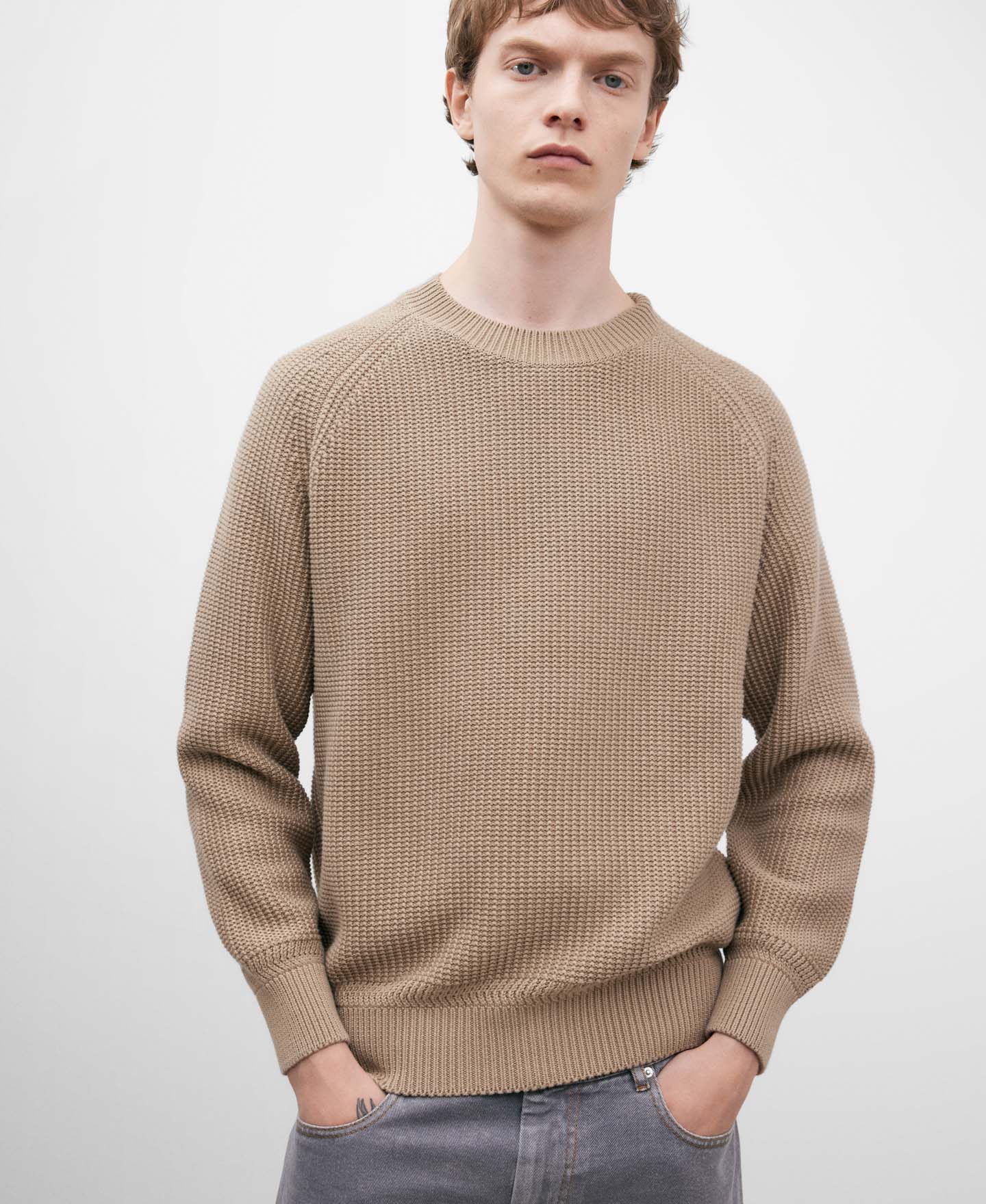 Pull en coton couleur sable image number 0