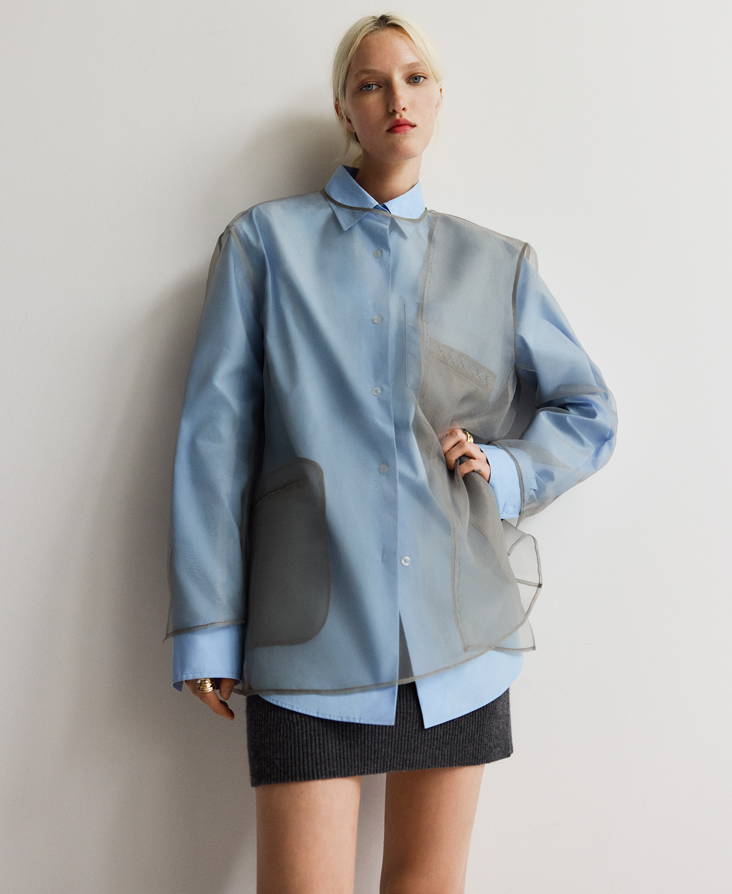 Top transparente piezas de blazer mujer image number 0