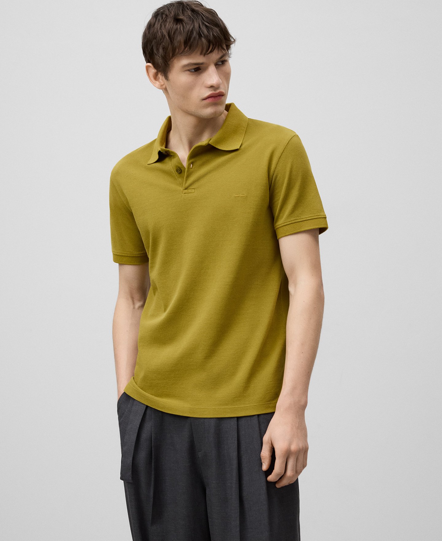 Cotton piqué regular fit polo shirt man image number 0