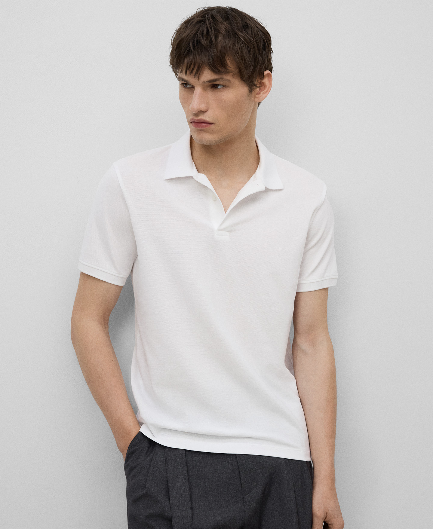Organic cotton piqué polo shirt man image number 0