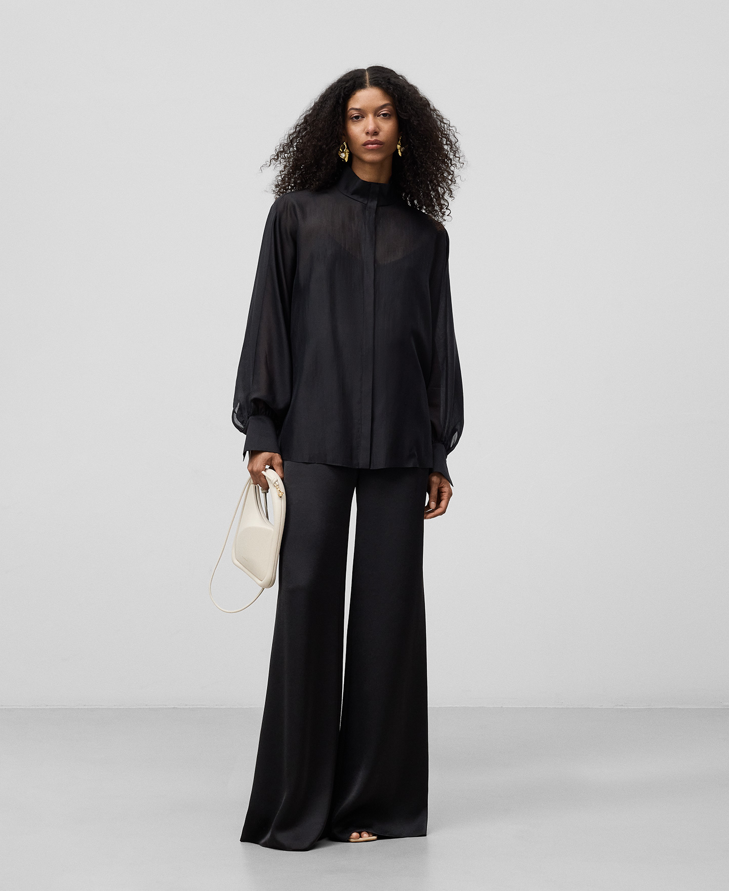 Oversized semi-sheer shirt woman image number 1