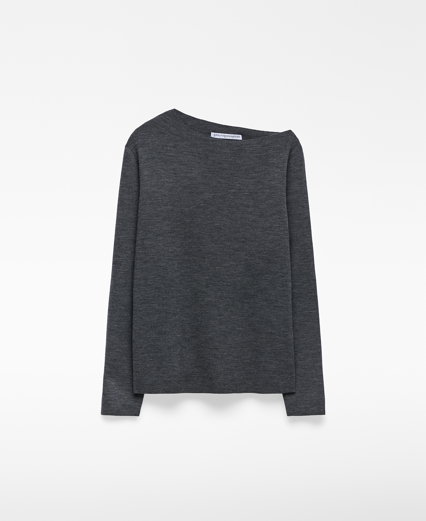 Asymmetric neckline knit sweater image number 4