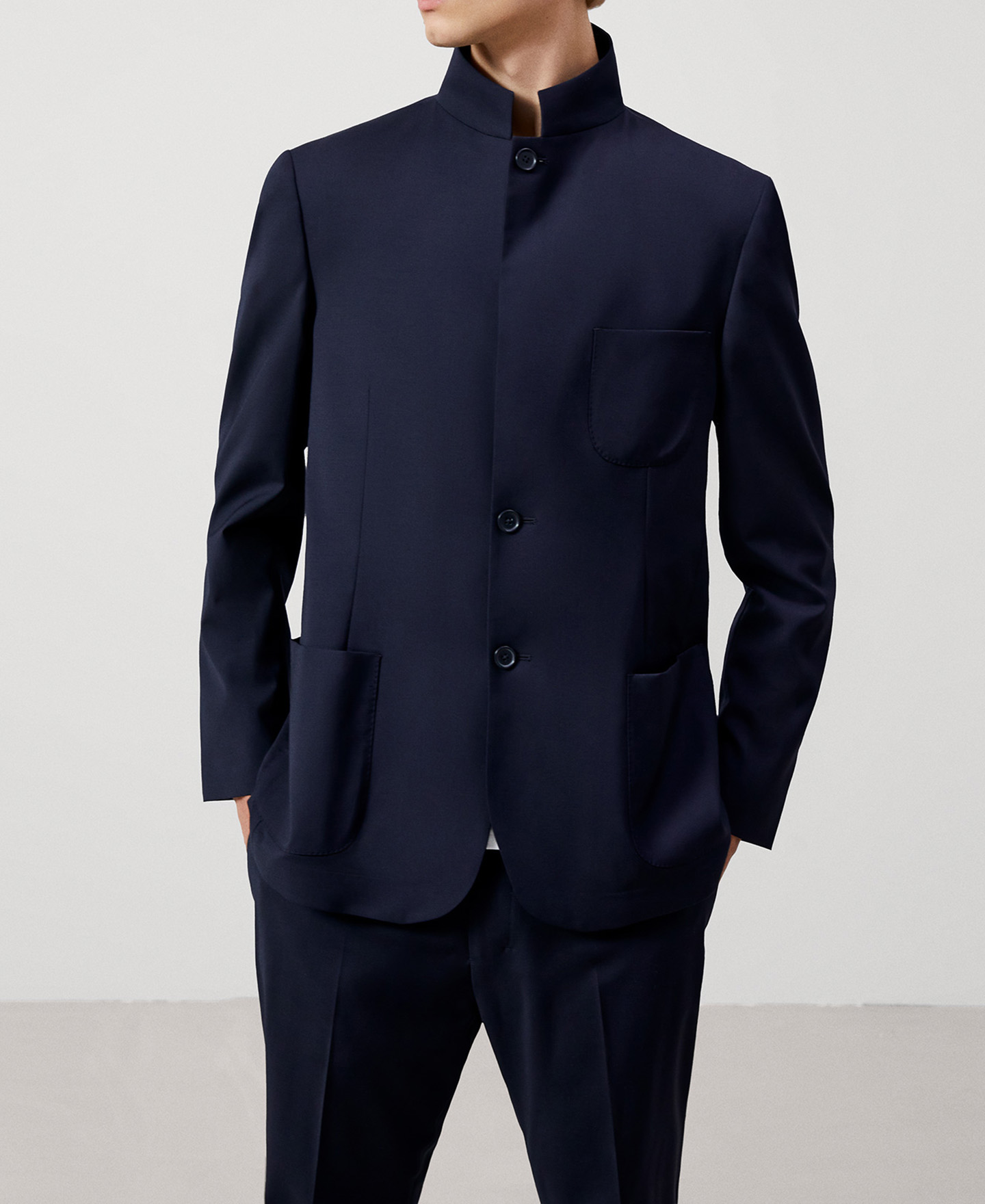 Detachable mandarin collar blazer image number 5