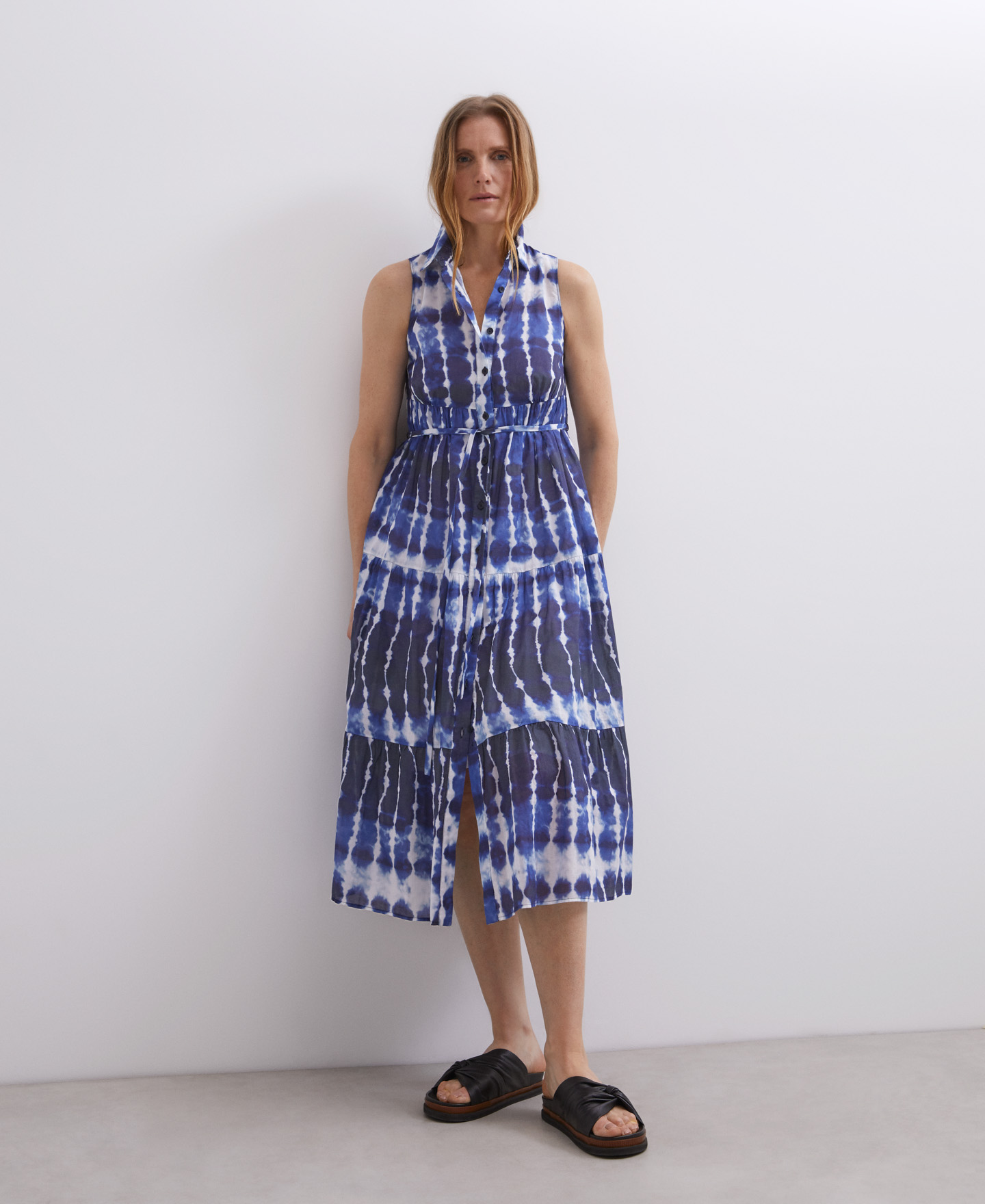 Vestido cuello camisero shibori image number 0