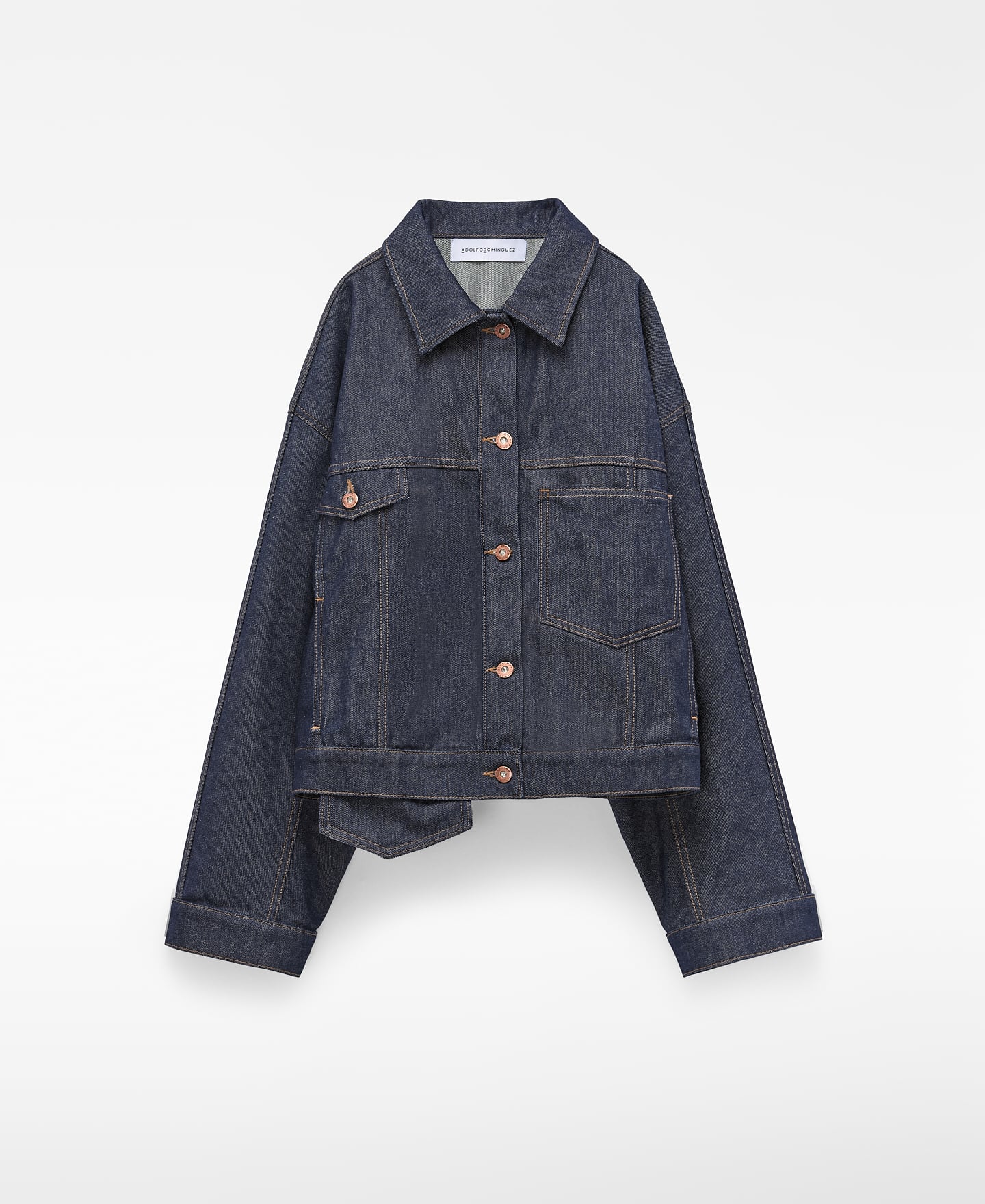 Cotton denim asymmetric jacket image number 4
