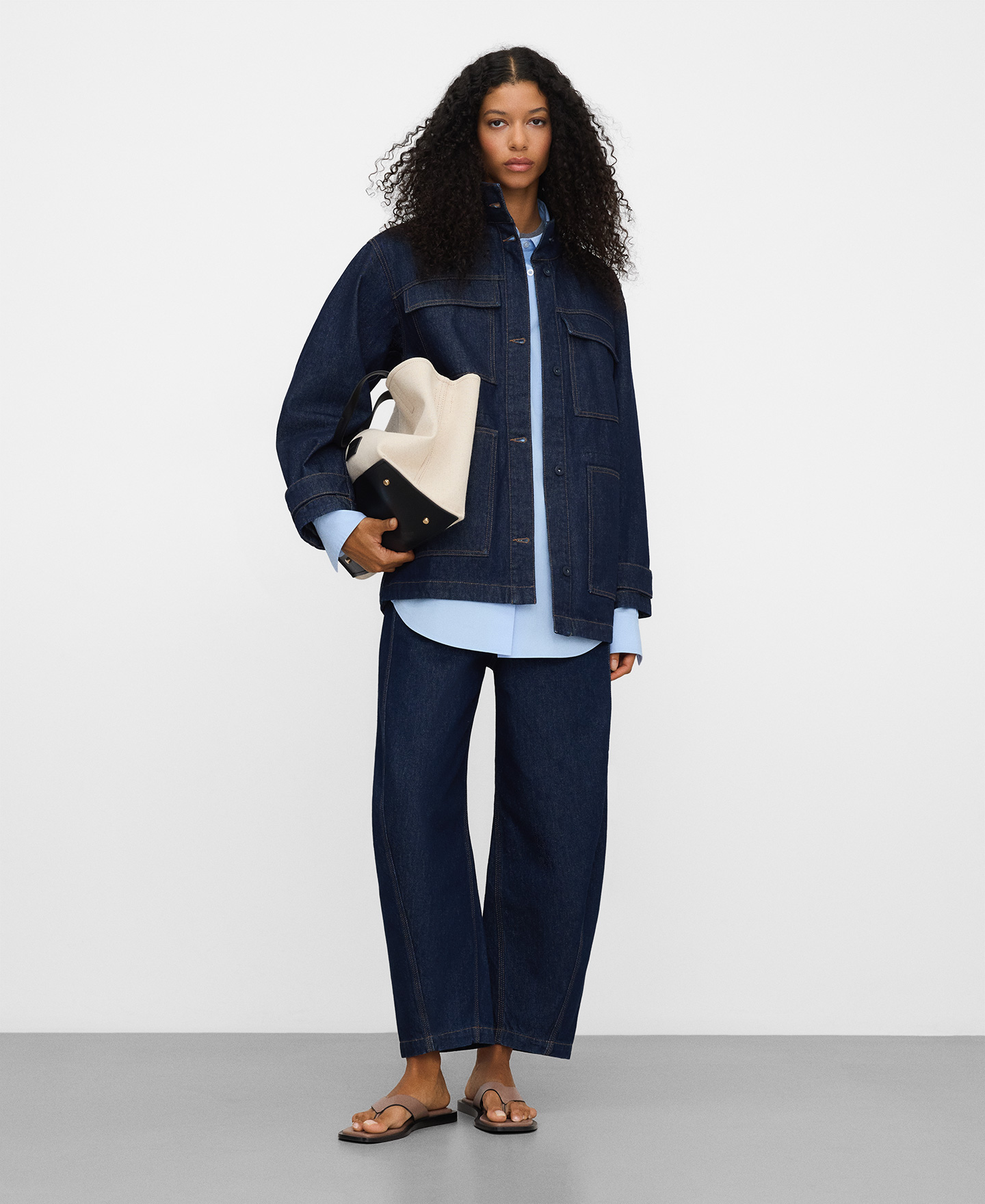 Cotton denim straight jacket image number 1
