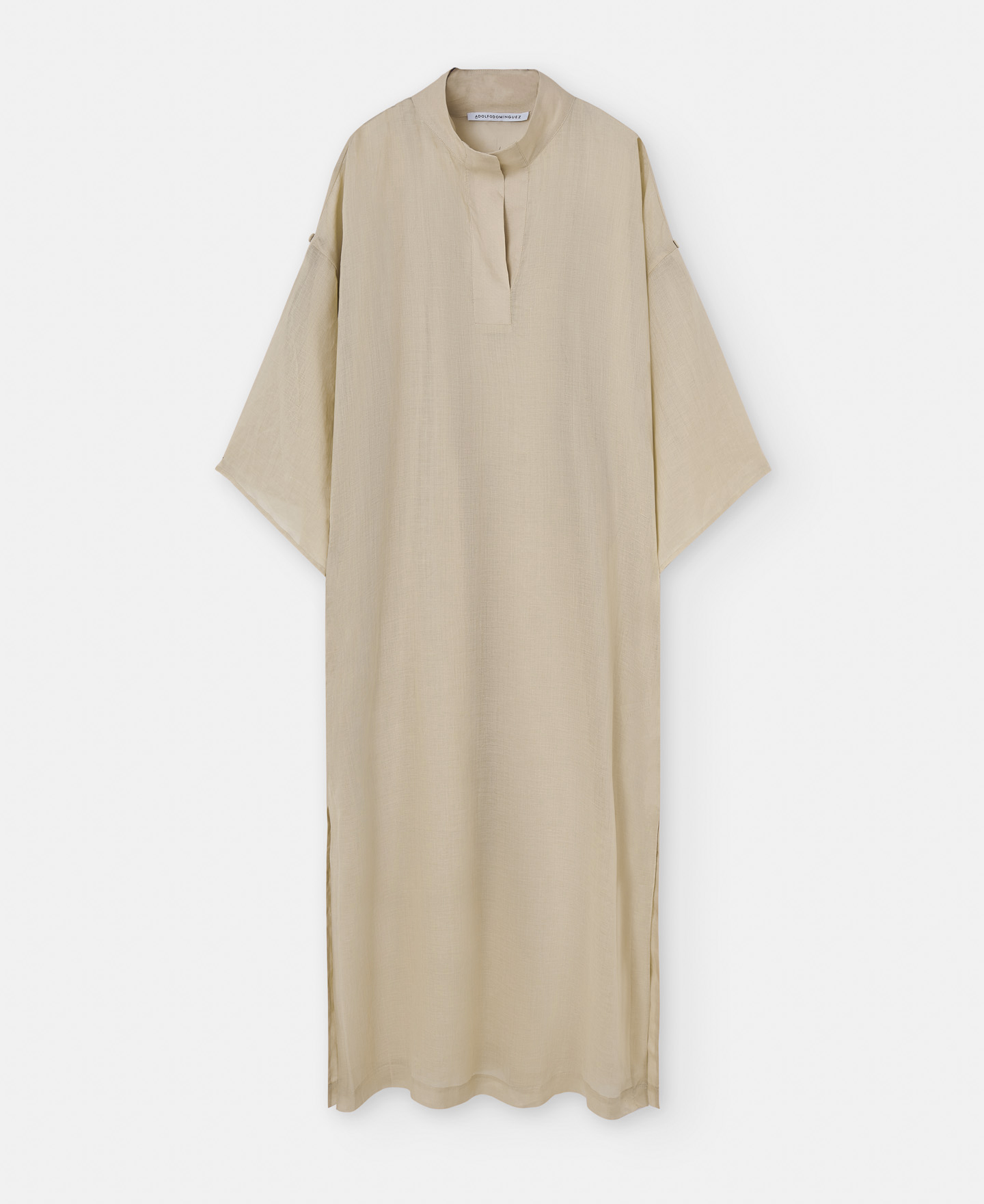 Vestido cuello Mao en ramio image number 4