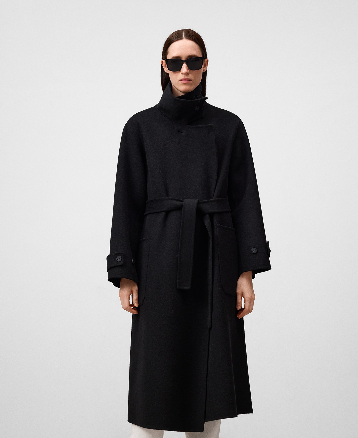 Funnel neck cross-front coat woman image number 5