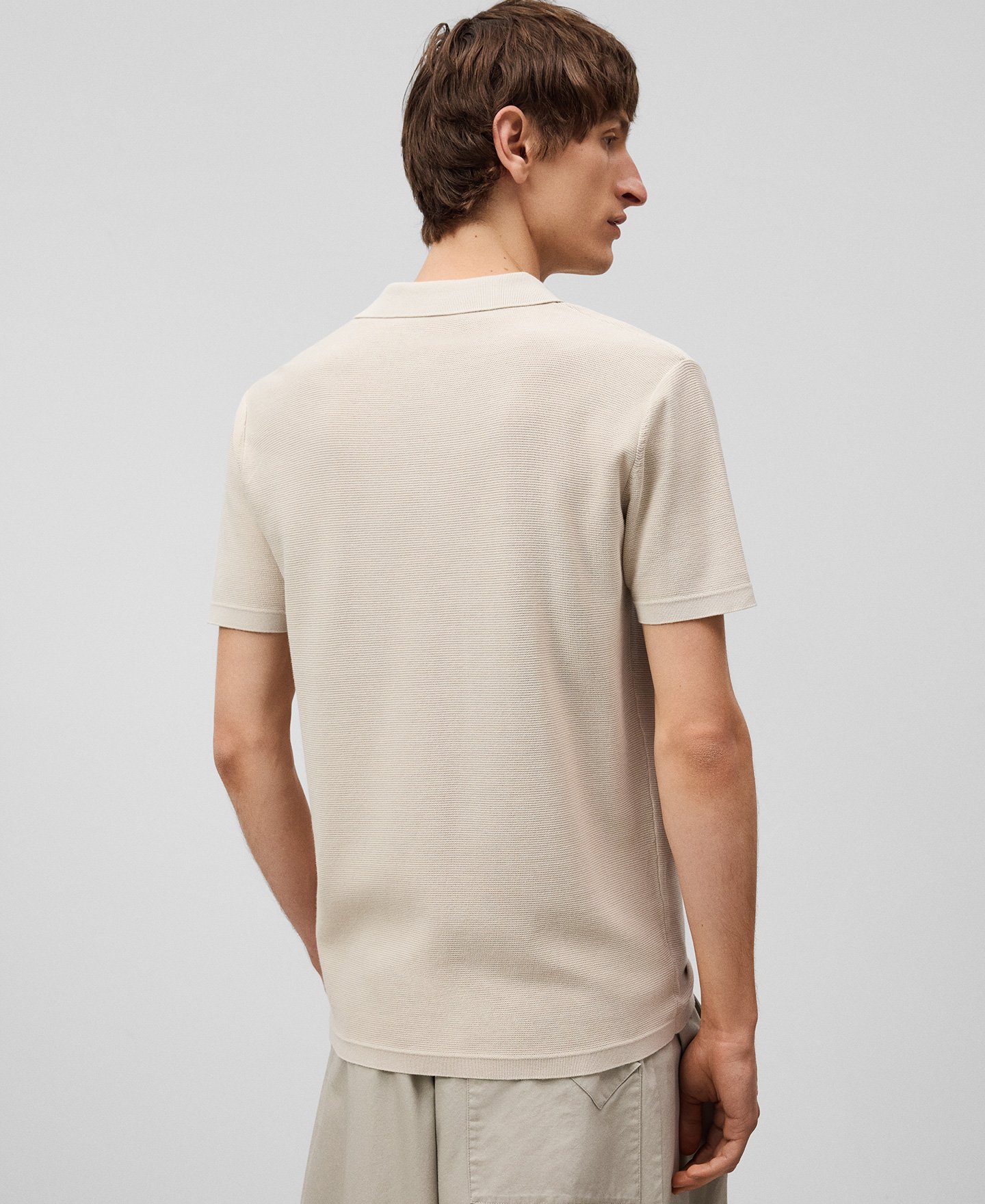 Cotton blend structured knit polo shirt man image number 2