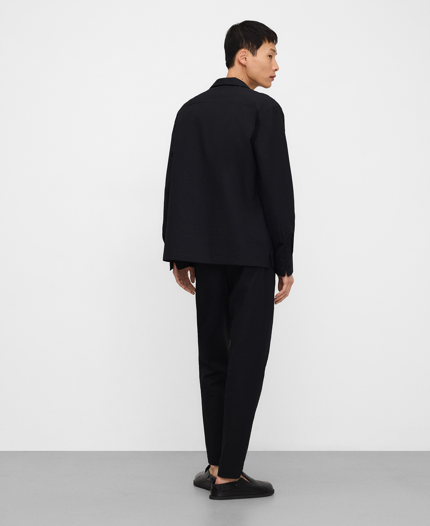 Chemise &agrave; col bowling en coton seersucker image number 2