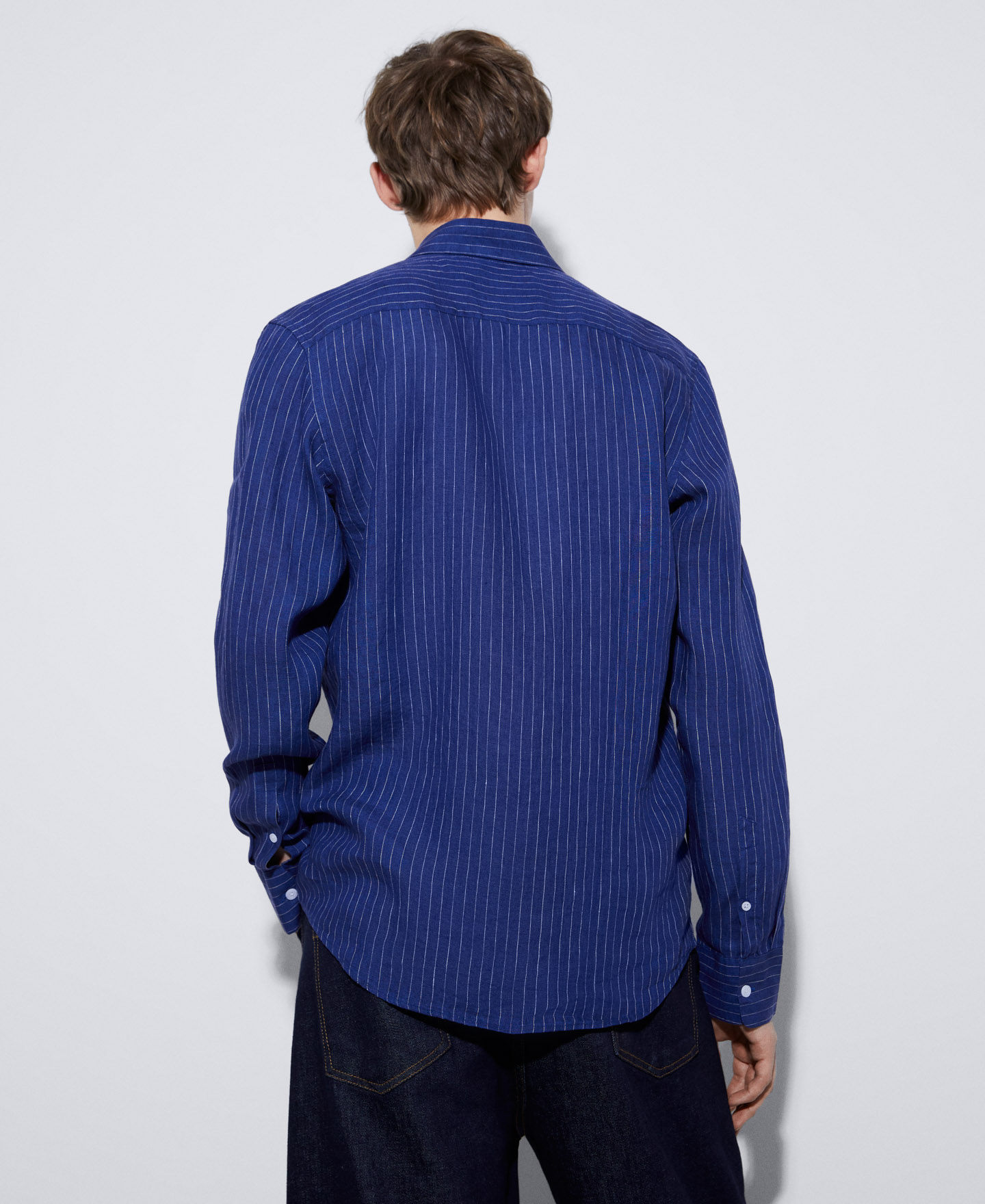 100% linen lapel collar shirt image number 2