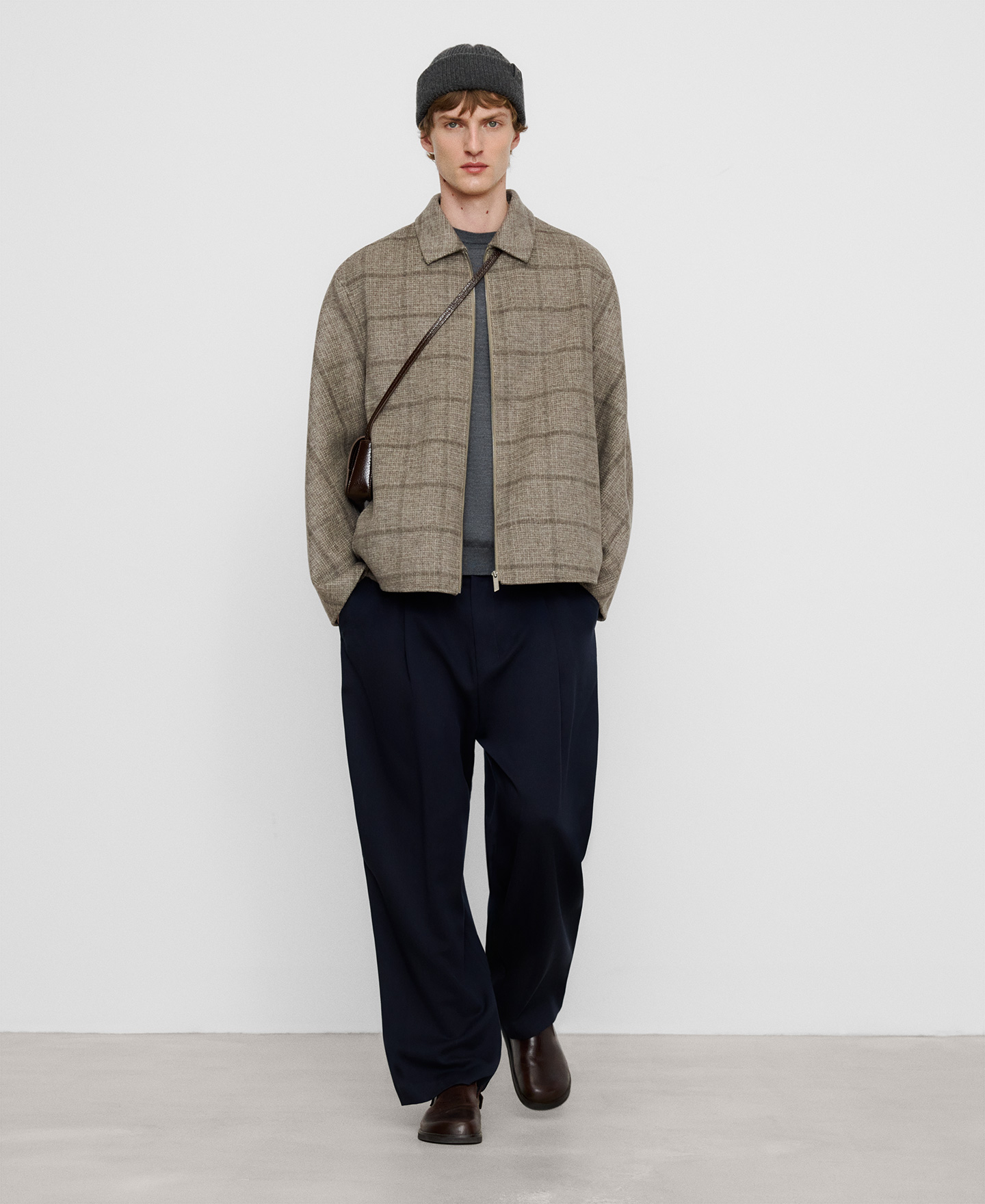 Wool blend double-faced checkered jacket image number 1