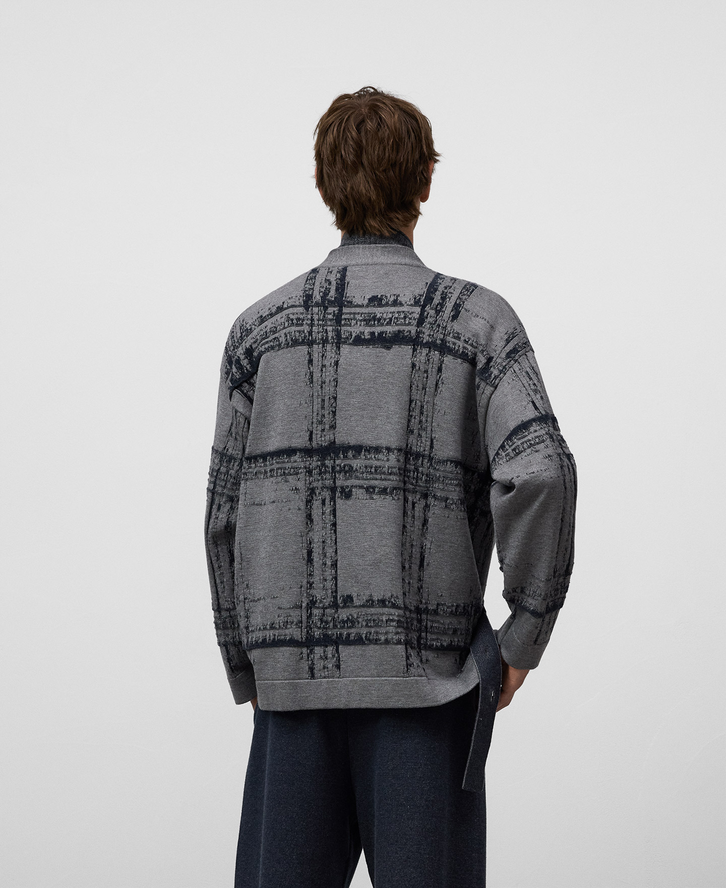 Jacquard knit kimono jacket man image number 2