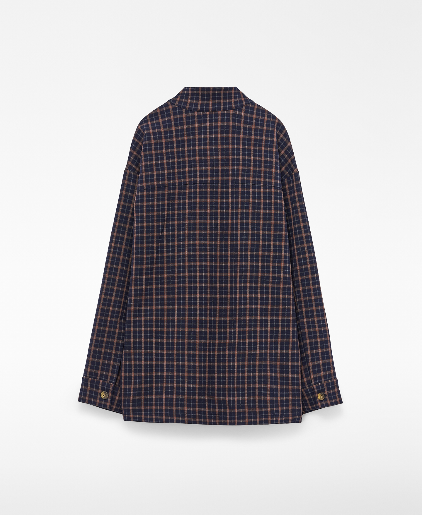 Checkered band collar overshirt image number 5
