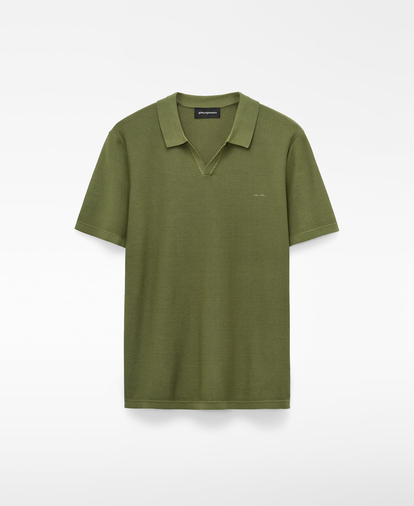 V-neck structured knit polo shirt image number 0