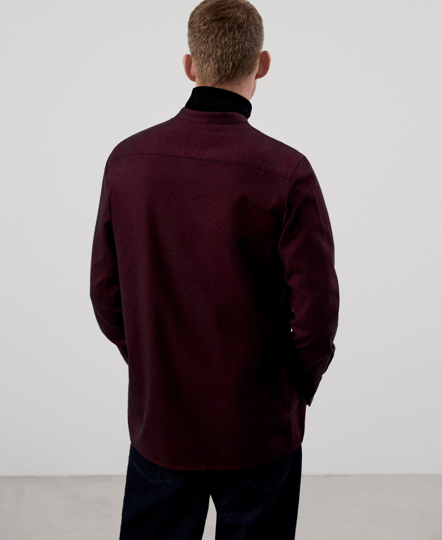 Mandarin collar cotton shirt image number 2
