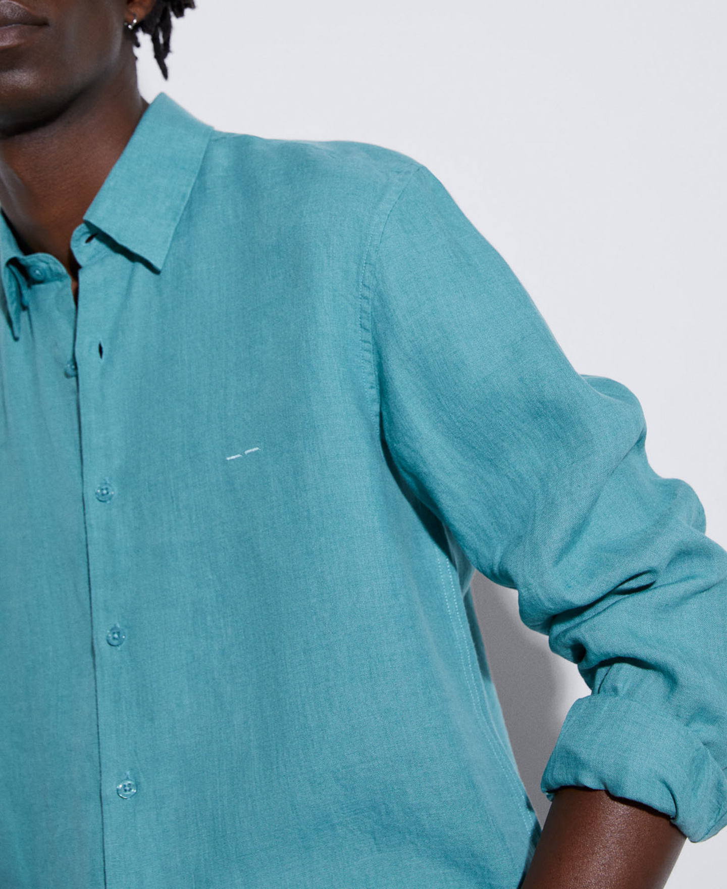 100% linen lapel collar shirt image number 3