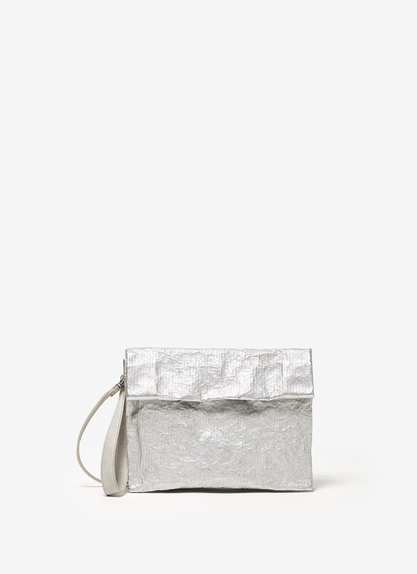 Wrinkled clutch with wrist strap image number 0