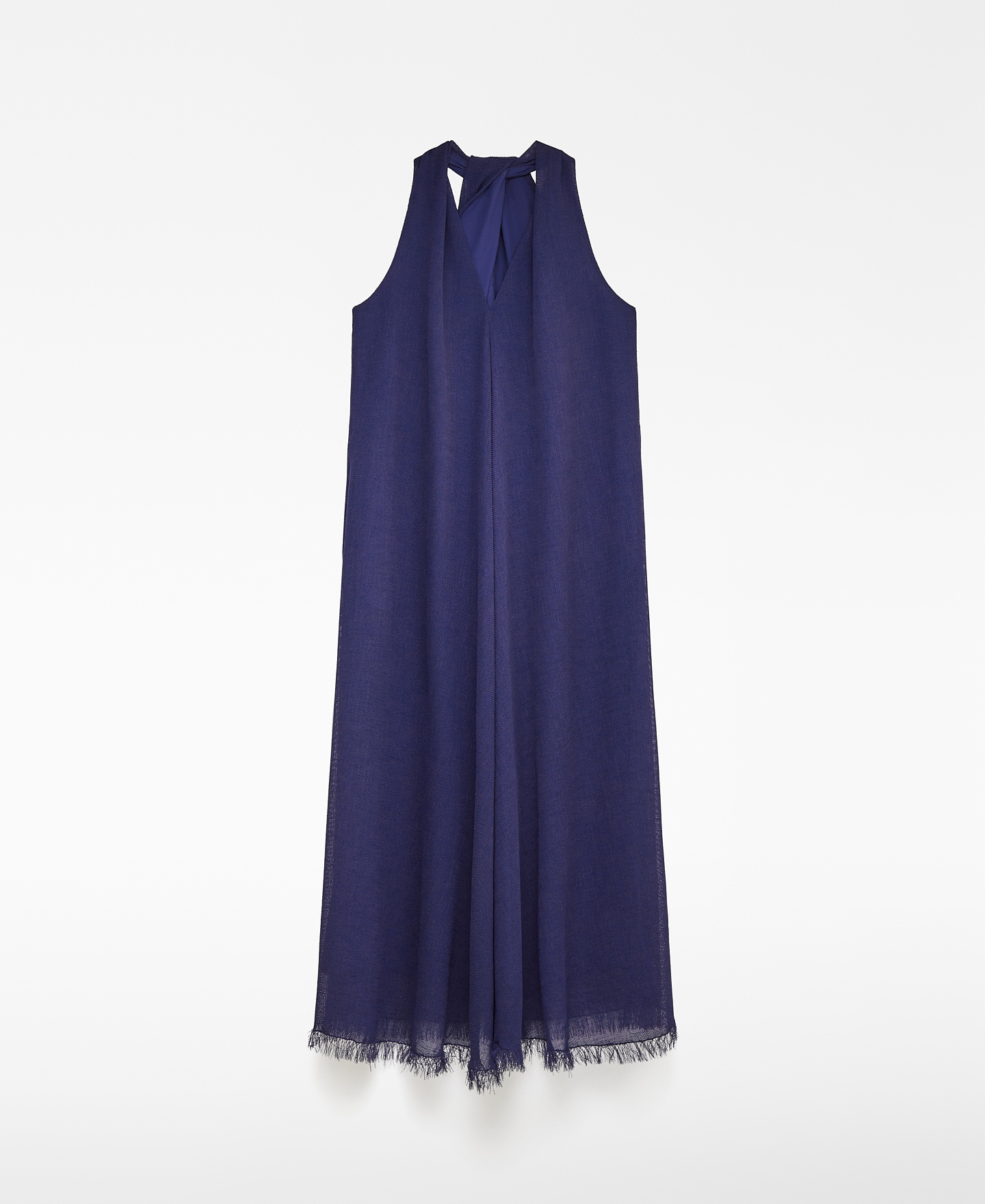 Frayed hem blue dress woman image number 4