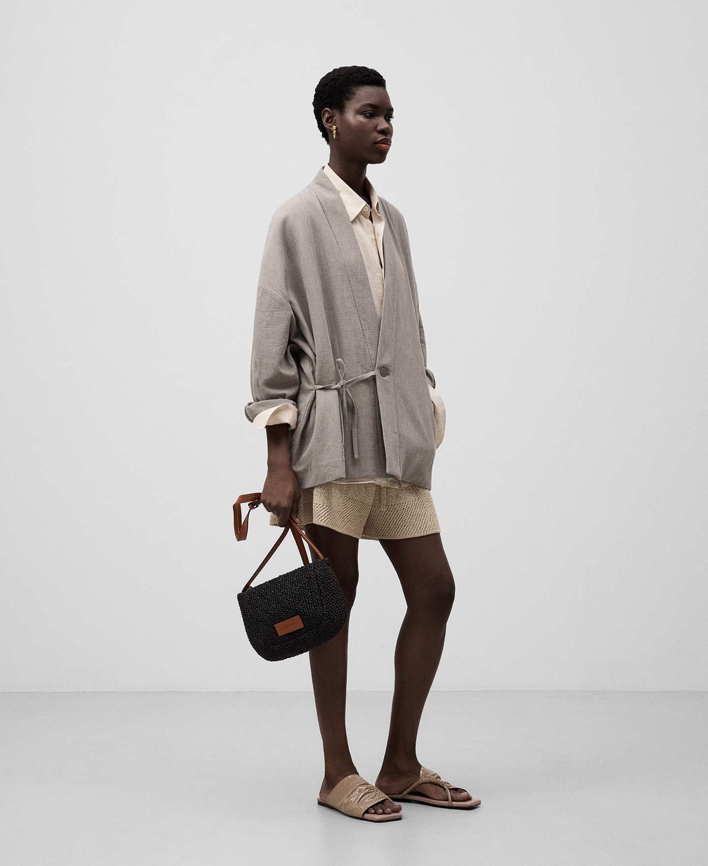Dorna raffia-textured shoulder bag woman image number 4