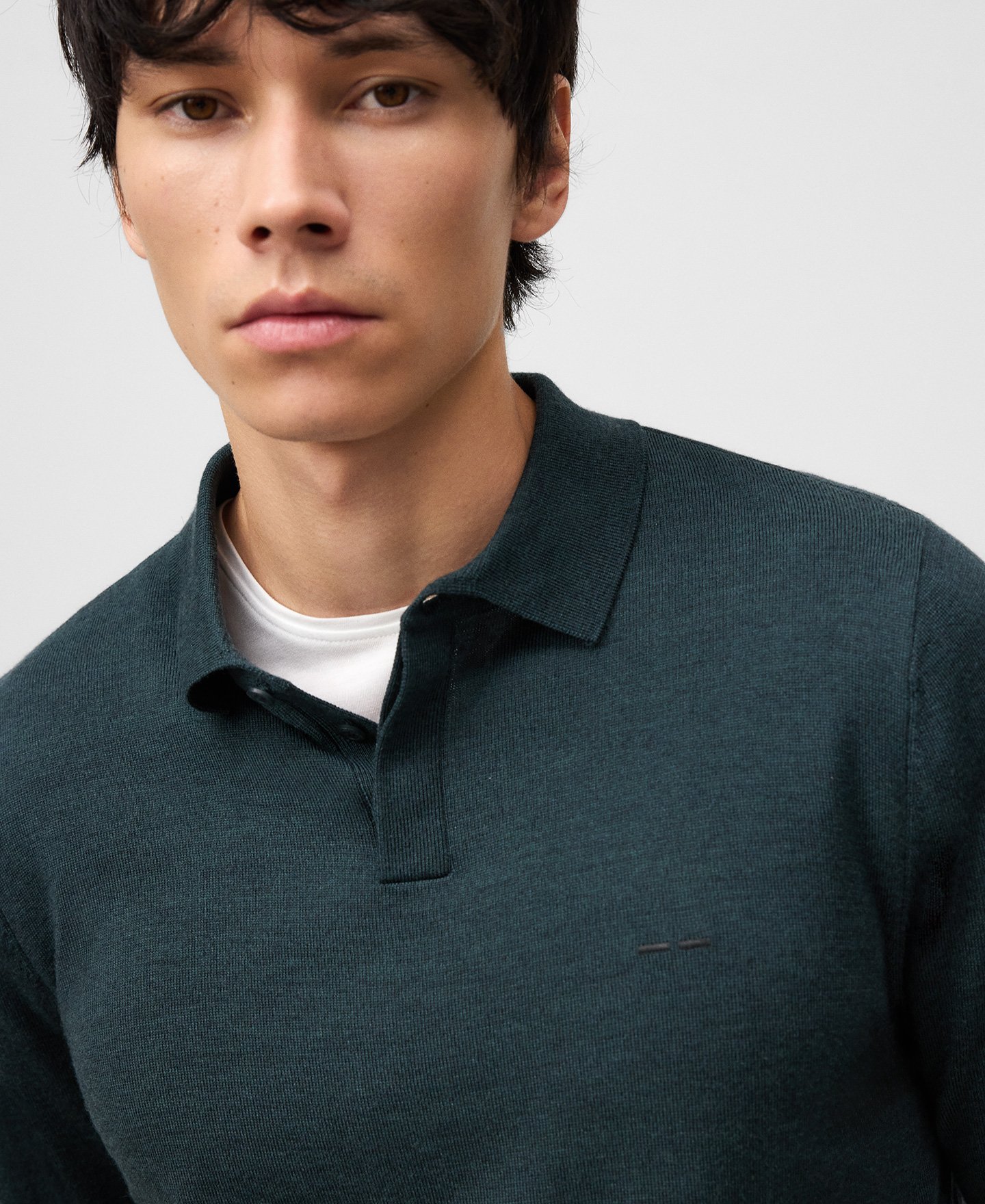 Polo manga larga lana merino hombre image number 3