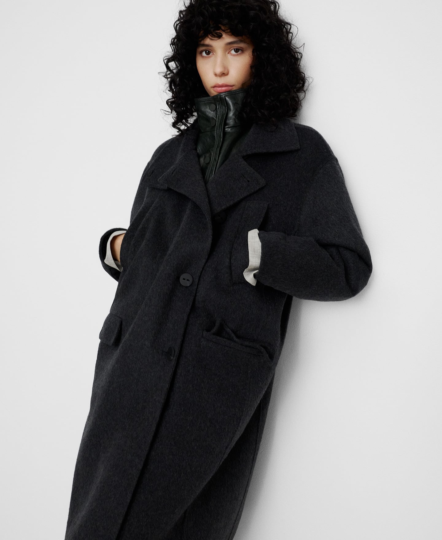 Long wrap coat with pockets image number 0
