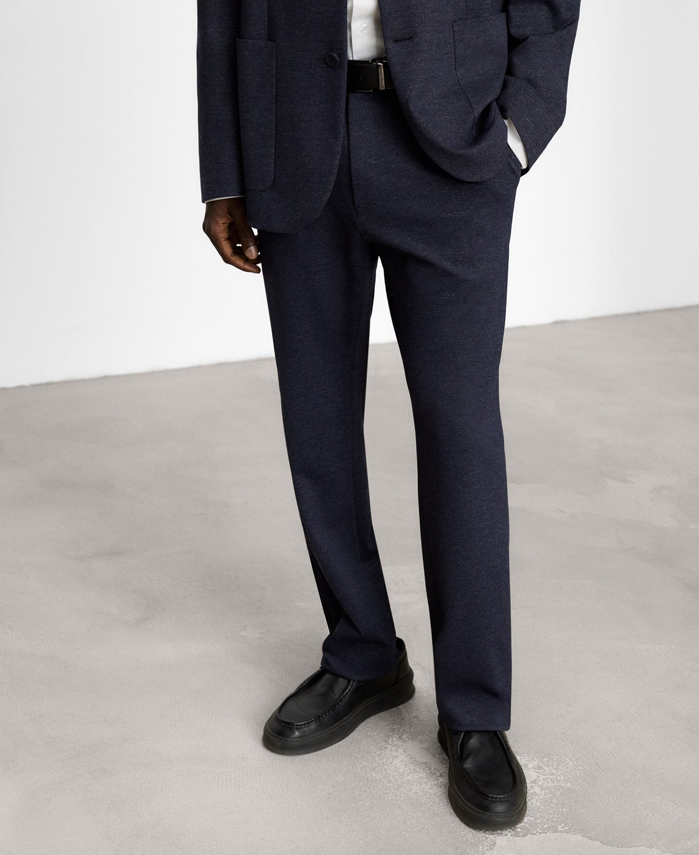 Regular-fit micro-textured trousers image number 0