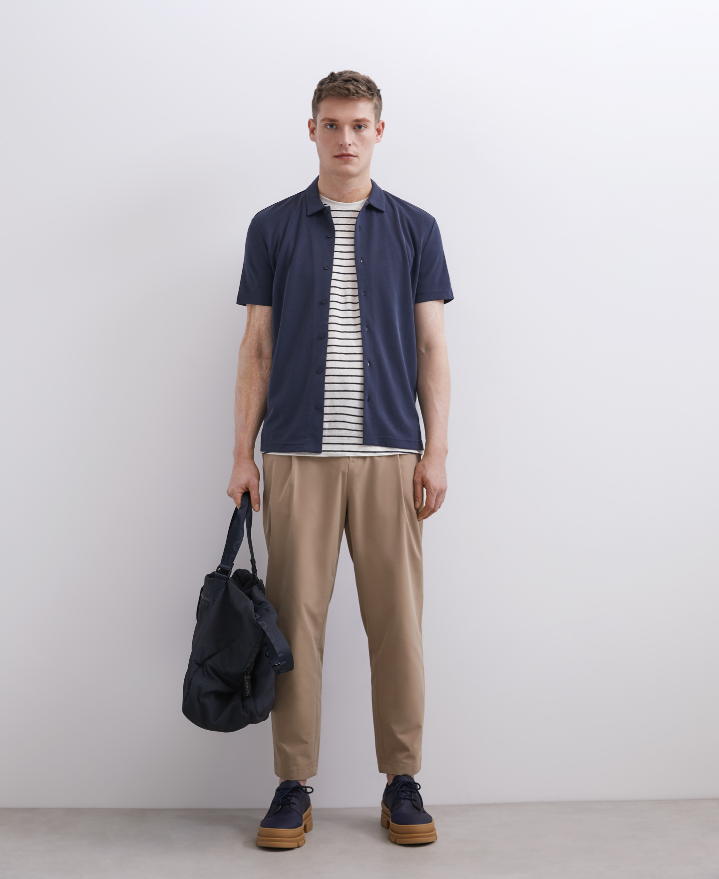 Modal button-down polo shirt image number 3
