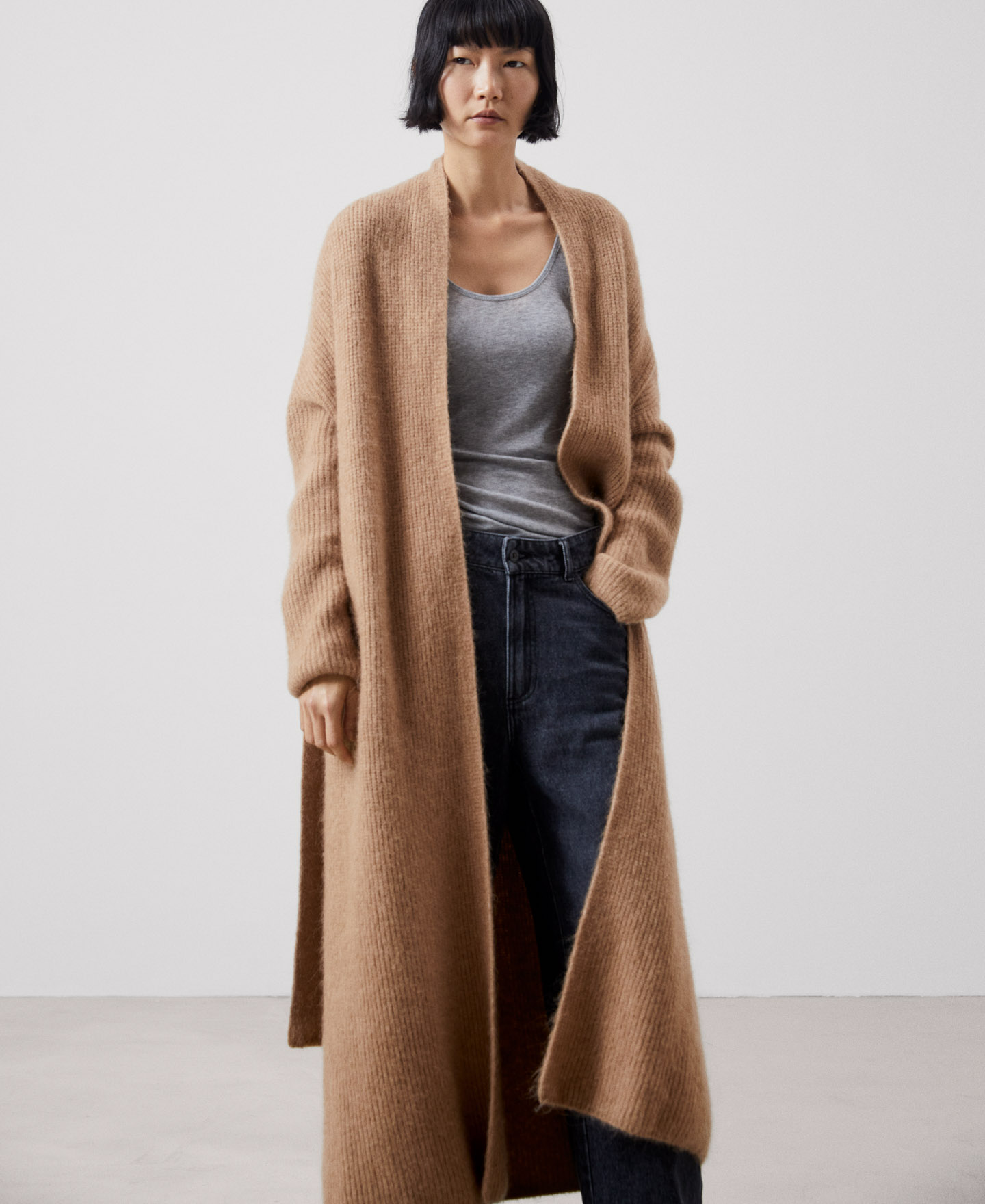 Alpaca fabric long jacket image number 0