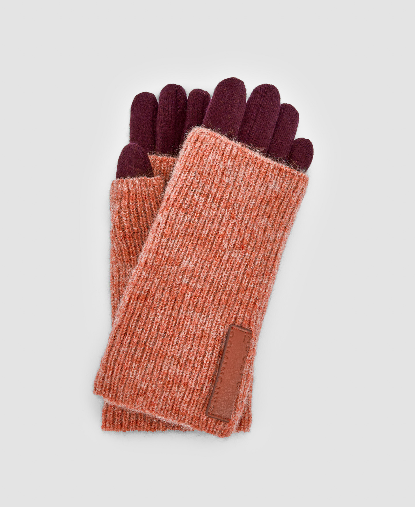 Two-tone wool knitted gloves image number 0