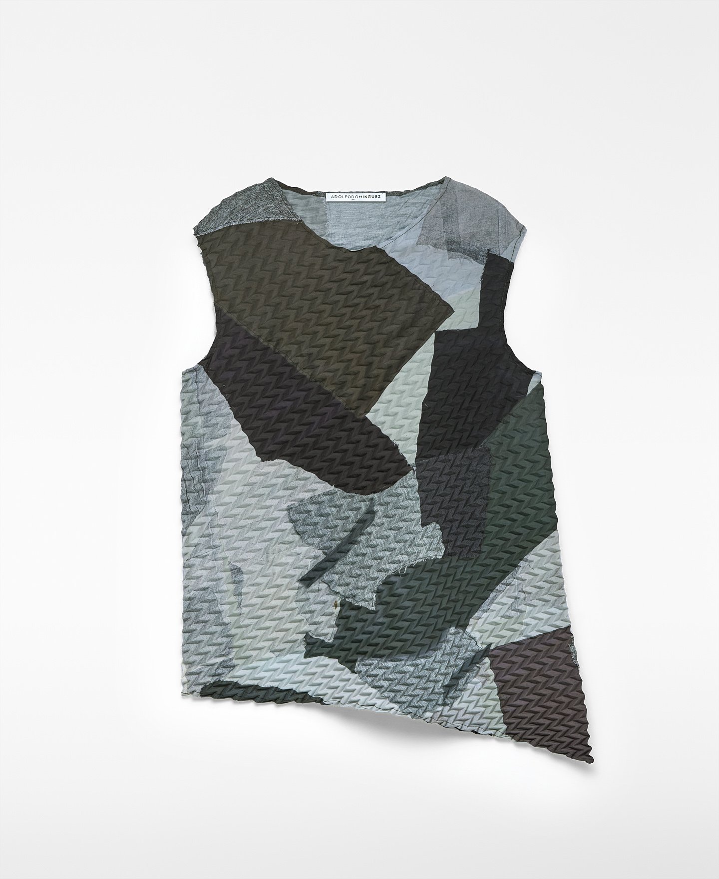 Asymmetrical printed crinkle top woman image number 4
