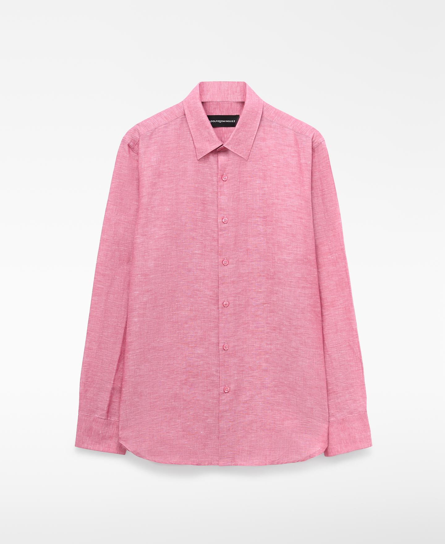 Chemise regular fit col italien lin image number 0