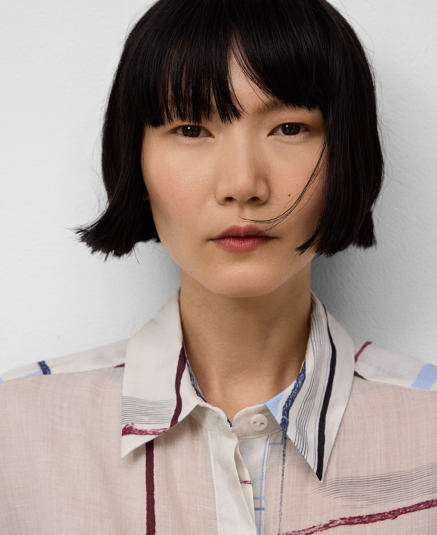 Ramie printed oversize shirt woman image number 3