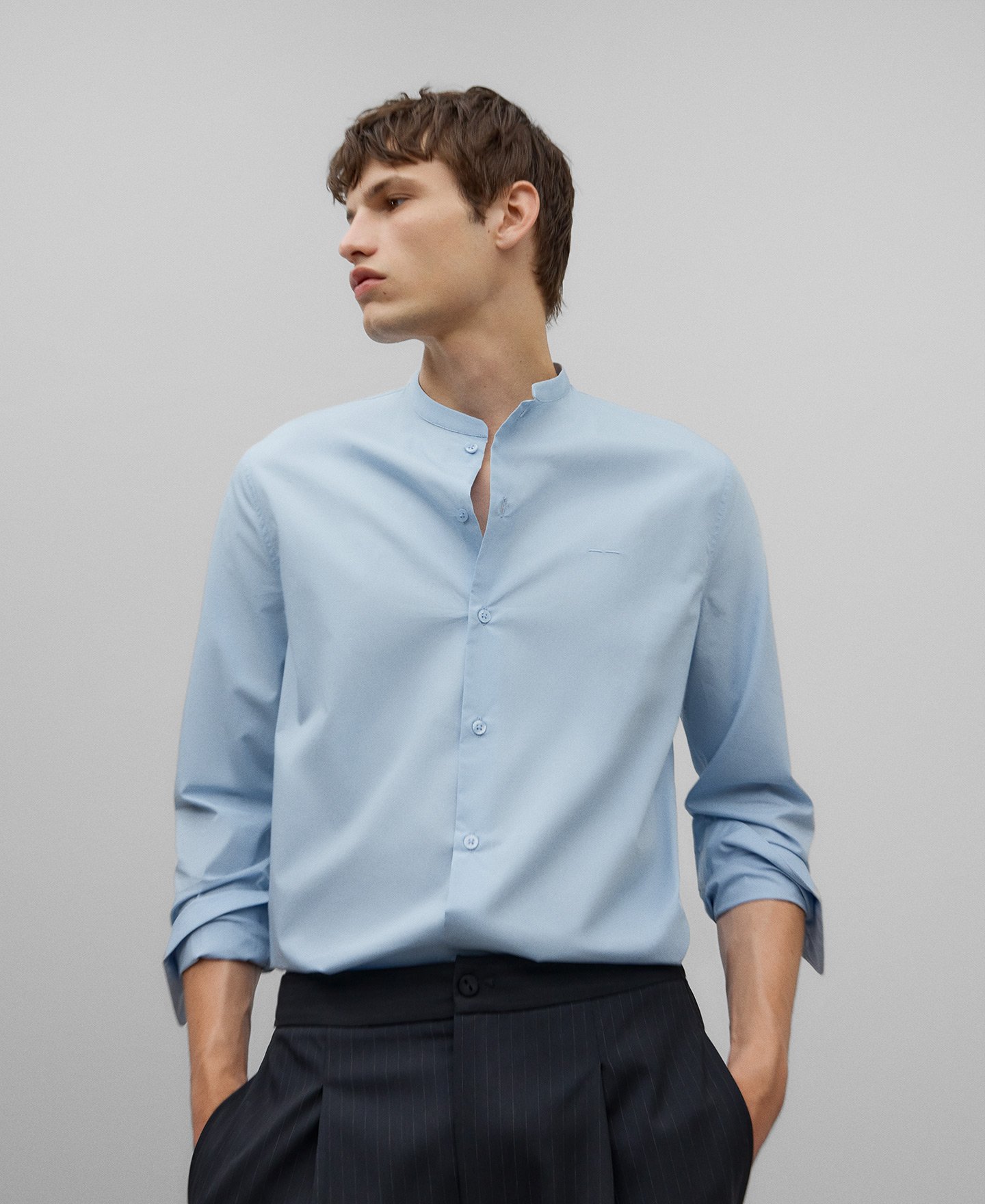 Camisa cuello mao popelin hombre Adolfo Dominguez