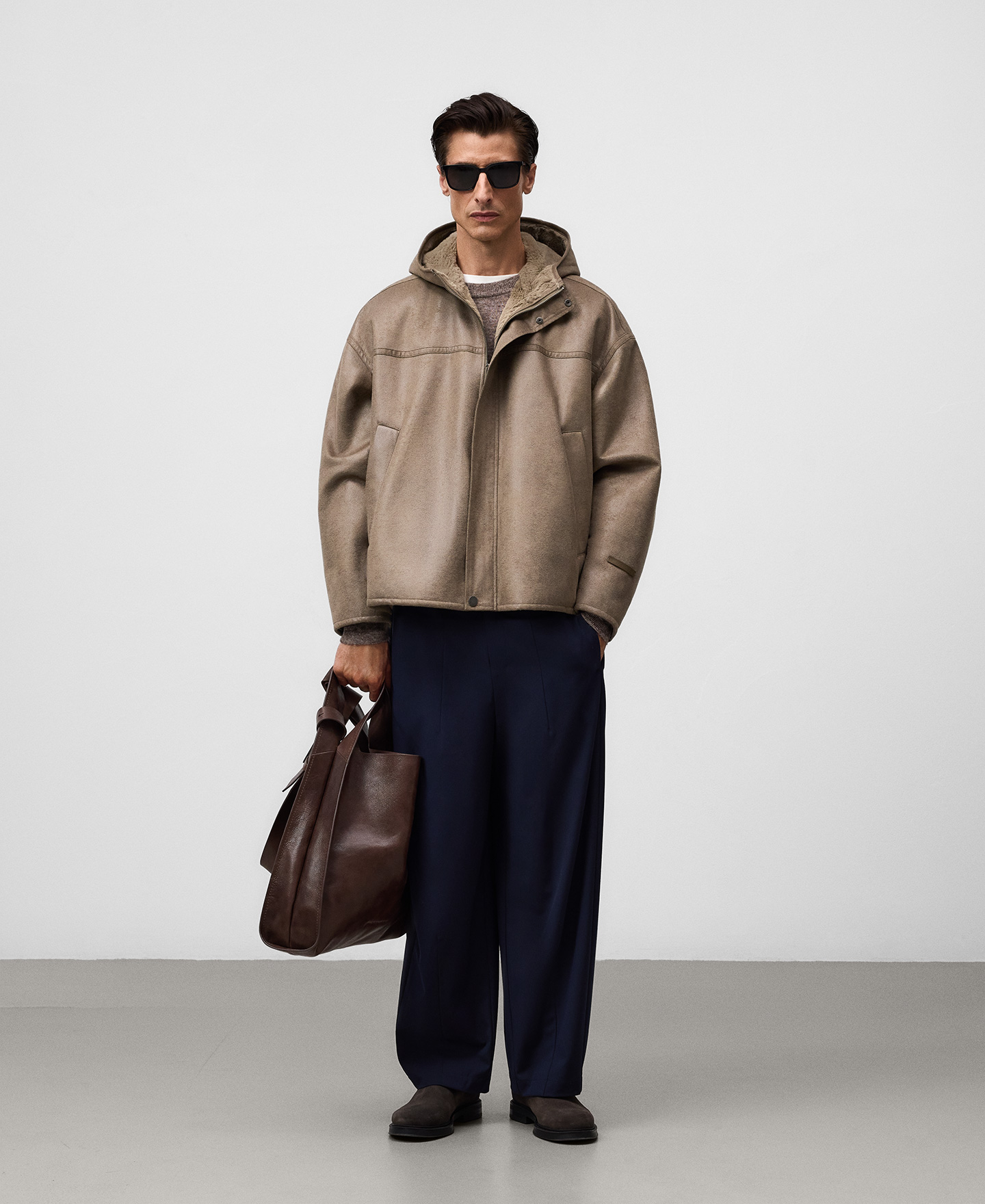 Leather-Non-Leather oversize jacket man image number 1