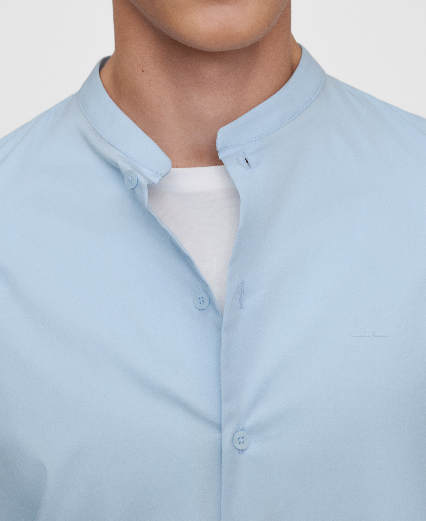 Cotton regular fit mandarin collar shirt image number 3