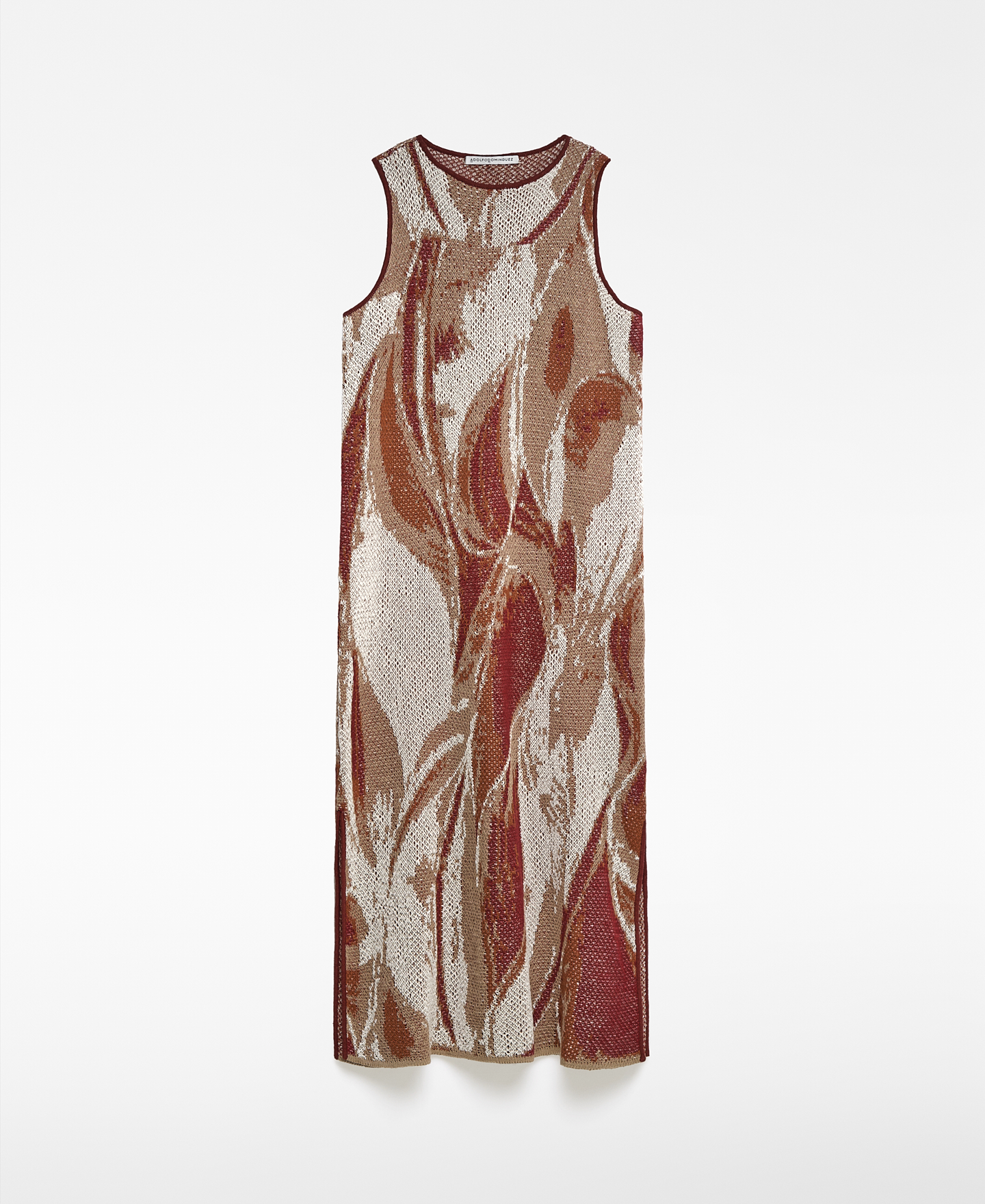 Linen blend jacquard dress woman image number 4