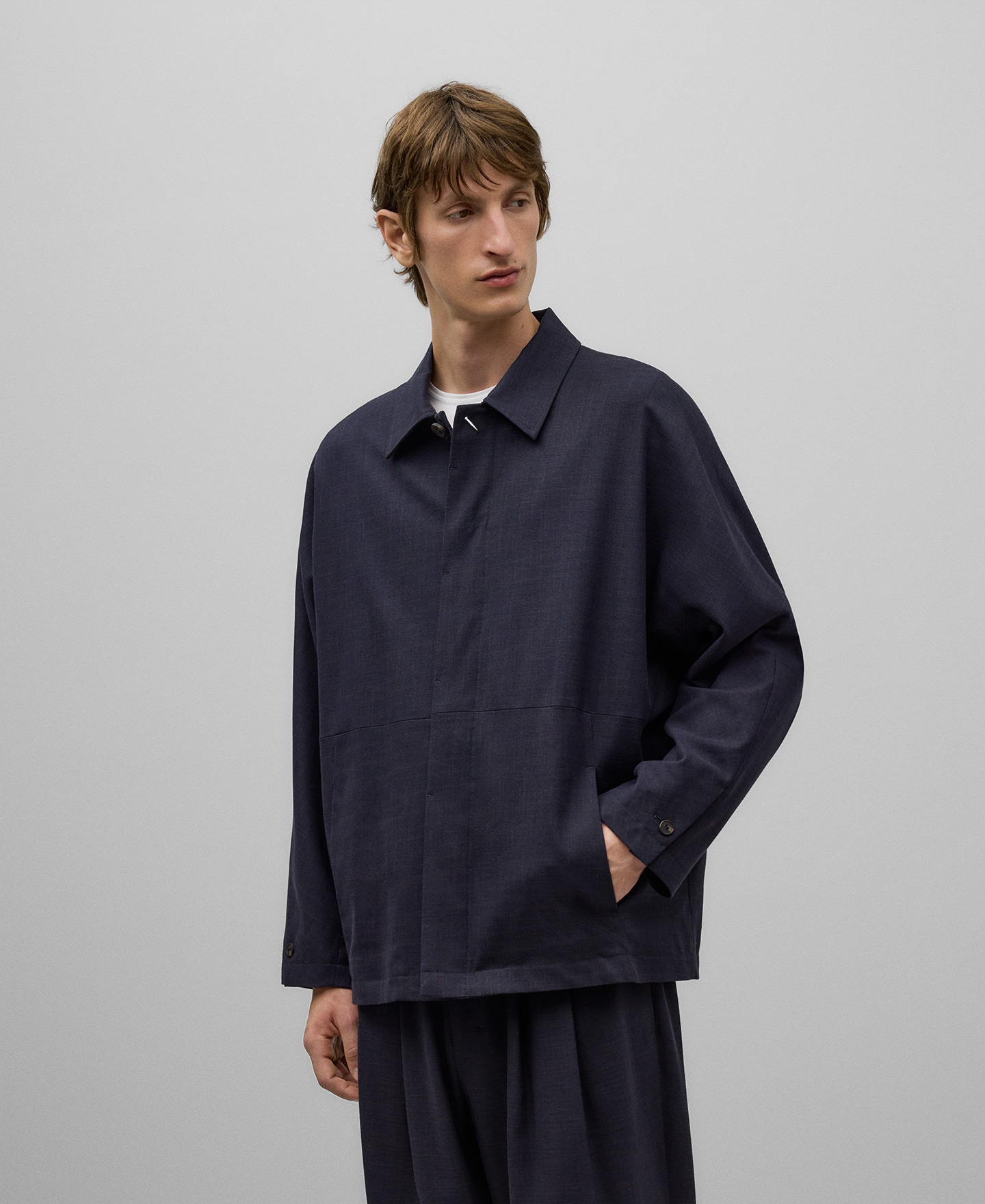 Grey kimono sleeve overshirt man image number 0