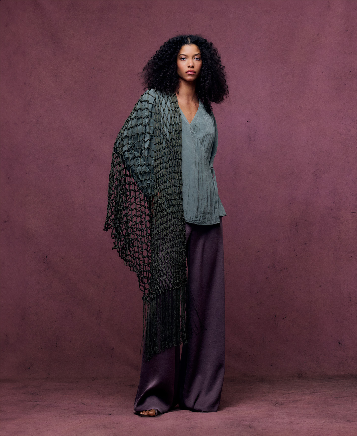 Étole en macramé à franges femme image number 4